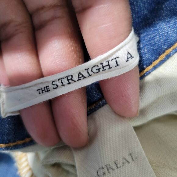 The Great Straight A Jeans Blue Button Fly High Waist Premium Denim Size 25 - Picture 14 of 14